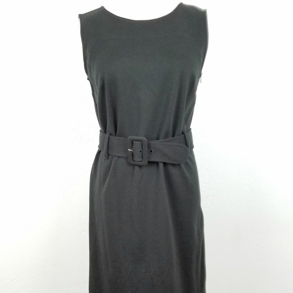 Merona Size 8 Dress Sheath Black Belted Sleeveless